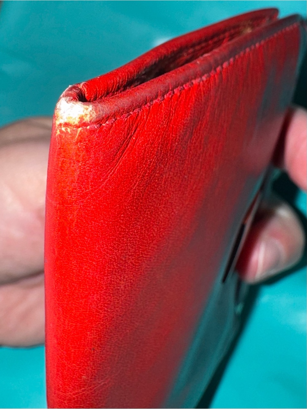 Celine rare Vintage Red Leather Kiss-Lock Wallet coin-purse luxury charming - Picture 9 of 16